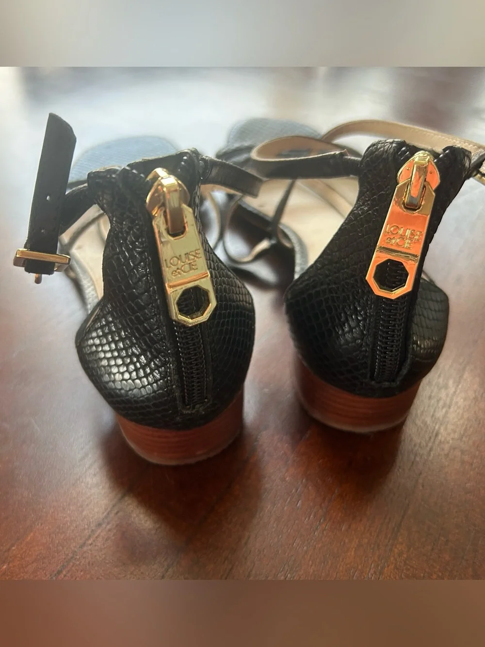 Louise et Cie Black Strappy Ankle-Zip Sandals size 6